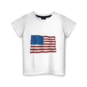 Детская футболка хлопок с принтом Америка флаг в Курске, 100% хлопок | круглый вырез горловины, полуприлегающий силуэт, длина до линии бедер | america | ny | usa | америка | американский флаг | вашингтон | нью йорк | политические | сша | флаг | флаг америки | флаг сша | флаги | штаты