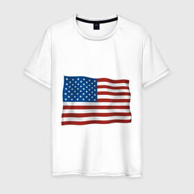 Мужская футболка хлопок с принтом Америка флаг в Курске, 100% хлопок | прямой крой, круглый вырез горловины, длина до линии бедер, слегка спущенное плечо. | america | ny | usa | америка | американский флаг | вашингтон | нью йорк | политические | сша | флаг | флаг америки | флаг сша | флаги | штаты