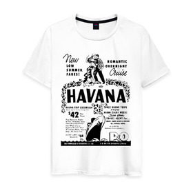 Мужская футболка хлопок с принтом Куба афиша в Курске, 100% хлопок | прямой крой, круглый вырез горловины, длина до линии бедер, слегка спущенное плечо. | Тематика изображения на принте: cuba | havana | афиша | гавана | кастро | куба | кубинский | фидель | фидель кастро