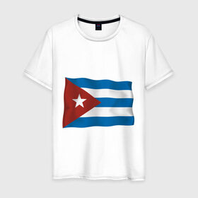 Мужская футболка хлопок с принтом Куба флаг в Курске, 100% хлопок | прямой крой, круглый вырез горловины, длина до линии бедер, слегка спущенное плечо. | cuba | куба | куба афиша | кубинский флаг | республика куба | флаг | флаг кубы | флаги