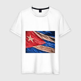 Мужская футболка хлопок с принтом Куба флаг олд в Курске, 100% хлопок | прямой крой, круглый вырез горловины, длина до линии бедер, слегка спущенное плечо. | cuba | куба | куба афиша | куба олд | кубинский флаг | олд | республика куба | флаг | флаг куба олд | флаг кубы | флаг олд | флаги