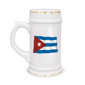 Кружка пивная с принтом Куба флаг (5) в Курске,  керамика (Материал выдерживает высокую температуру, стоит избегать резкого перепада температур) |  объем 630 мл | че гевара