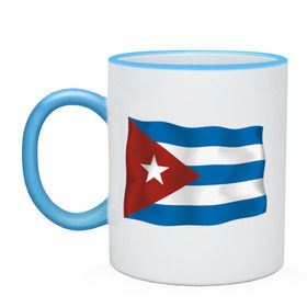 Кружка двухцветная с принтом Куба флаг (5) в Курске, керамика | объем — 330 мл, диаметр — 80 мм. Цветная ручка и кайма сверху, в некоторых цветах — вся внутренняя часть | че гевара