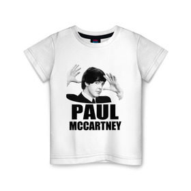 Детская футболка хлопок с принтом Paul McCartney (Пол МакКартни) в Курске, 100% хлопок | круглый вырез горловины, полуприлегающий силуэт, длина до линии бедер | Тематика изображения на принте: beatles | mccartney | the beatles | битлз | битлс | битлы | маккартни