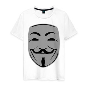 Мужская футболка хлопок с принтом Вендетта маск в Курске, 100% хлопок | прямой крой, круглый вырез горловины, длина до линии бедер, слегка спущенное плечо. | вендета | вендетта | вендетта маска | маска | натали портман | революция | хьюго уивинг | человек в маске