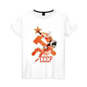 Женская футболка хлопок с принтом Cosmo (2) в Курске, 100% хлопок | прямой крой, круглый вырез горловины, длина до линии бедер, слегка спущенное плечо | звезда | коммунизм | серп и молот | советский | социализм | союз | ссср