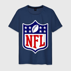 Мужская футболка хлопок с принтом NFL в Курске, 100% хлопок | прямой крой, круглый вырез горловины, длина до линии бедер, слегка спущенное плечо. | американский футбол | регби