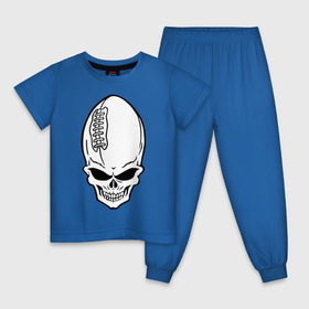 Детская пижама хлопок с принтом Skull-ball в Курске, 100% хлопок |  брюки и футболка прямого кроя, без карманов, на брюках мягкая резинка на поясе и по низу штанин
 | american football | regbi | skull ball | американский футбол | регби | череп