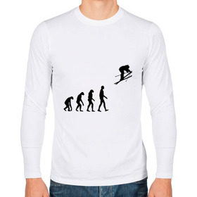 Мужской лонгслив хлопок с принтом Эволюция лыжник в Курске, 100% хлопок |  | гора | горные лыжи | зимний спорт | лыжник | лыжный спорт | трассы | шерегеш | эволюция | экстремальный спорт | экстрим