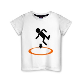 Детская футболка хлопок с принтом Portal (Портал) в Курске, 100% хлопок | круглый вырез горловины, полуприлегающий силуэт, длина до линии бедер | Тематика изображения на принте: portal | игра | игры | компьютерные игры | портал
