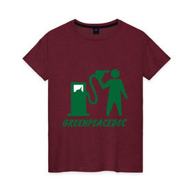 Женская футболка хлопок с принтом Greenpeacedec (1) в Курске, 100% хлопок | прямой крой, круглый вырез горловины, длина до линии бедер, слегка спущенное плечо | green peace | азс | бензин | грин пис | заправка | мат | экология