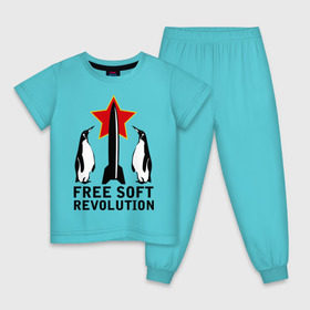 Детская пижама хлопок с принтом Free Soft Revolution(2) в Курске, 100% хлопок |  брюки и футболка прямого кроя, без карманов, на брюках мягкая резинка на поясе и по низу штанин
 | free soft | linux | админские | бесплатный софт | для админов | линукс | пингвины | сисадминам | фри софт