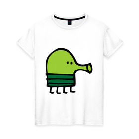 Женская футболка хлопок с принтом doodle jump в Курске, 100% хлопок | прямой крой, круглый вырез горловины, длина до линии бедер, слегка спущенное плечо | дудл джамп