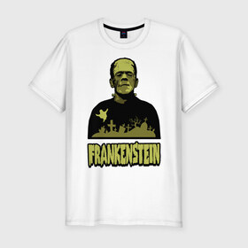 Мужская футболка премиум с принтом Франкенштейн (1) в Курске, 92% хлопок, 8% лайкра | приталенный силуэт, круглый вырез ворота, длина до линии бедра, короткий рукав | frankenstein | монстр | франкенштейн | чудище | чудовище