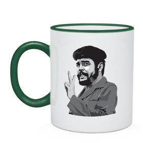 Кружка двухцветная с принтом Peace Che Guevara в Курске, керамика | объем — 330 мл, диаметр — 80 мм. Цветная ручка и кайма сверху, в некоторых цветах — вся внутренняя часть | че гевара