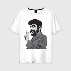 Женская футболка хлопок Oversize с принтом Peace Che Guevara в Курске, 100% хлопок | свободный крой, круглый ворот, спущенный рукав, длина до линии бедер
 | че гевара