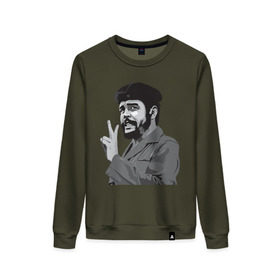 Женский свитшот хлопок с принтом Peace Che Guevara в Курске, 100% хлопок | прямой крой, круглый вырез, на манжетах и по низу широкая трикотажная резинка  | че гевара