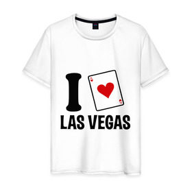 Мужская футболка хлопок с принтом I Love Las Vegas в Курске, 100% хлопок | прямой крой, круглый вырез горловины, длина до линии бедер, слегка спущенное плечо. | i love | азартные игры | америка | вегас | казино | карты | колода | лас | рулетка | туз