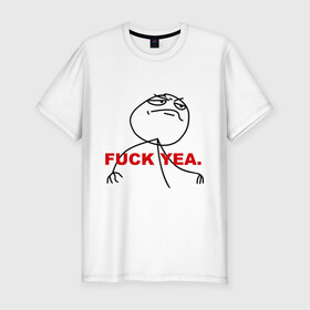 Мужская футболка премиум с принтом FUCK YEA. в Курске, 92% хлопок, 8% лайкра | приталенный силуэт, круглый вырез ворота, длина до линии бедра, короткий рукав | 