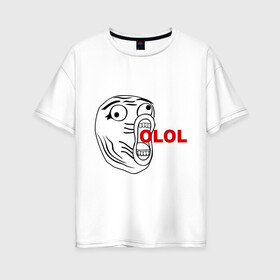 Женская футболка хлопок Oversize с принтом OLOLO в Курске, 100% хлопок | свободный крой, круглый ворот, спущенный рукав, длина до линии бедер
 | интернет мемы | интернет приколы | кричащая рожа | мемы | мемы интернета | ололо | ололошка | рожа