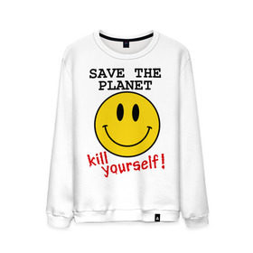 Мужской свитшот хлопок с принтом Kill yourself в Курске, 100% хлопок |  | земля | планета | планету | себя | смайл | смайлик | спаси | убей | убейся | улыбочка