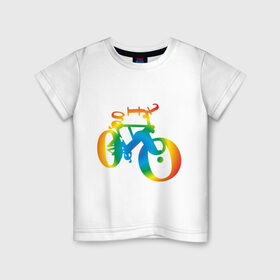 Детская футболка хлопок с принтом Велобуквы полноцвет в Курске, 100% хлопок | круглый вырез горловины, полуприлегающий силуэт, длина до линии бедер | Тематика изображения на принте: алфавит | буквы | велосипед