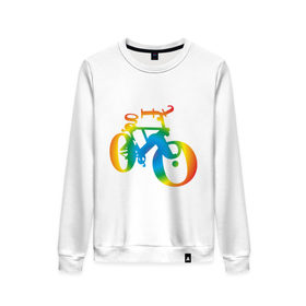 Женский свитшот хлопок с принтом Велобуквы полноцвет в Курске, 100% хлопок | прямой крой, круглый вырез, на манжетах и по низу широкая трикотажная резинка  | алфавит | буквы | велосипед