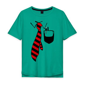 Мужская футболка хлопок Oversize с принтом галстук работника в Курске, 100% хлопок | свободный крой, круглый ворот, “спинка” длиннее передней части | воротник | карман | костюм | офис | работа | работать | рубашка | ручка | сотрудник
