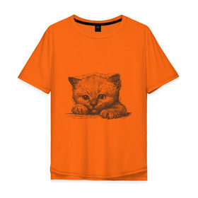 Мужская футболка хлопок Oversize с принтом Самый милый котёнок в Курске, 100% хлопок | свободный крой, круглый ворот, “спинка” длиннее передней части | Тематика изображения на принте: домашние животные | кот | котенок | котик | коты | кошка | кошки | милый котенок