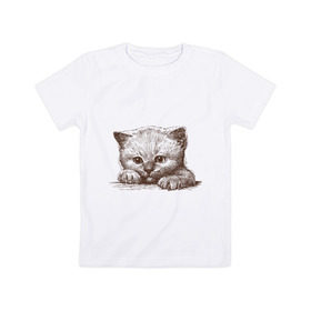 Детская футболка хлопок с принтом Самый милый котёнок в Курске, 100% хлопок | круглый вырез горловины, полуприлегающий силуэт, длина до линии бедер | домашние животные | кот | котенок | котик | коты | кошка | кошки | милый котенок