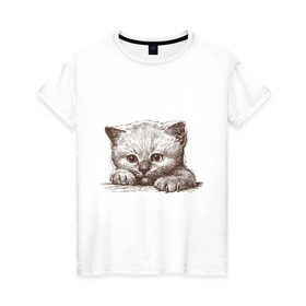 Женская футболка хлопок с принтом Самый милый котёнок в Курске, 100% хлопок | прямой крой, круглый вырез горловины, длина до линии бедер, слегка спущенное плечо | домашние животные | кот | котенок | котик | коты | кошка | кошки | милый котенок