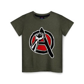 Детская футболка хлопок с принтом Анархия кулак в Курске, 100% хлопок | круглый вырез горловины, полуприлегающий силуэт, длина до линии бедер | анархизм | анархия | беспредел | власти | кулак