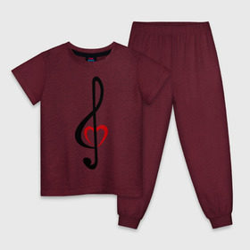 Детская пижама хлопок с принтом Скрипичный ключ сердце в Курске, 100% хлопок |  брюки и футболка прямого кроя, без карманов, на брюках мягкая резинка на поясе и по низу штанин
 | Тематика изображения на принте: музыка | ноты | сердце | скрипичный ключ