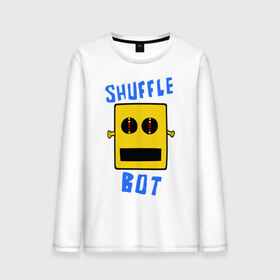 Мужской лонгслив хлопок с принтом SHUFFLE BOT в Курске, 100% хлопок |  | shuffle bot | бот | музыка | музыкальный автомат | робот