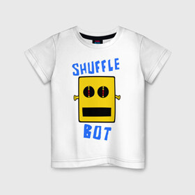 Детская футболка хлопок с принтом SHUFFLE BOT в Курске, 100% хлопок | круглый вырез горловины, полуприлегающий силуэт, длина до линии бедер | shuffle bot | бот | музыка | музыкальный автомат | робот