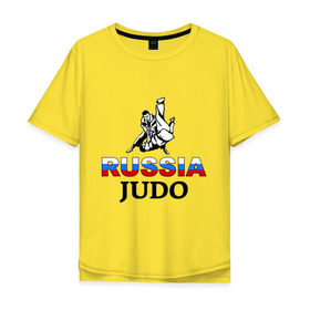 Мужская футболка хлопок Oversize с принтом Russia judo в Курске, 100% хлопок | свободный крой, круглый ворот, “спинка” длиннее передней части | дзюдо
