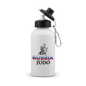 Бутылка спортивная с принтом Russia judo в Курске, металл | емкость — 500 мл, в комплекте две пластиковые крышки и карабин для крепления | дзюдо