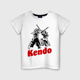 Детская футболка хлопок с принтом Кендо фектование в Курске, 100% хлопок | круглый вырез горловины, полуприлегающий силуэт, длина до линии бедер | kendo | russia | борьба | восточные | единоборства | самурай | самурайский | синай | спорт | фехтование