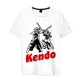 Мужская футболка хлопок с принтом Кендо фектование в Курске, 100% хлопок | прямой крой, круглый вырез горловины, длина до линии бедер, слегка спущенное плечо. | kendo | russia | борьба | восточные | единоборства | самурай | самурайский | синай | спорт | фехтование