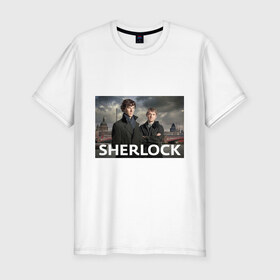 Мужская футболка премиум Шерлок город: в Курске, 92% хлопок, 8% лайкра | приталенный силуэт, круглый вырез ворота, длина до линии бедра, короткий рукав | Тематика изображения на принте: holmes | holms | sherlock | sherlok | vatson | ватсон | сериал | холмс | шерлок | шерлок холмс