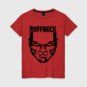 Женская футболка хлопок с принтом Ruffneck в Курске, 100% хлопок | прямой крой, круглый вырез горловины, длина до линии бедер, слегка спущенное плечо | dj | ruffneck | диджей | лицо | музыка | обложка