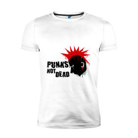 Мужская футболка премиум с принтом Punks not dead (1) в Курске, 92% хлопок, 8% лайкра | приталенный силуэт, круглый вырез ворота, длина до линии бедра, короткий рукав | punks | панк | панк не умрет | стиль панк