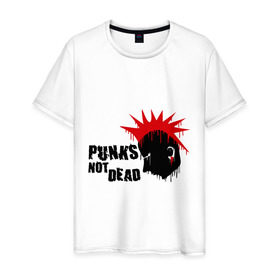 Мужская футболка хлопок с принтом Punks not dead (1) в Курске, 100% хлопок | прямой крой, круглый вырез горловины, длина до линии бедер, слегка спущенное плечо. | punks | панк | панк не умрет | стиль панк