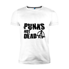 Мужская футболка премиум с принтом Punks not dead (2) в Курске, 92% хлопок, 8% лайкра | приталенный силуэт, круглый вырез ворота, длина до линии бедра, короткий рукав | punks | анархия | панк | панк не умрет | стиль панк