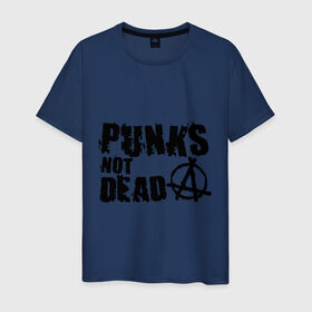 Мужская футболка хлопок с принтом Punks not dead (2) в Курске, 100% хлопок | прямой крой, круглый вырез горловины, длина до линии бедер, слегка спущенное плечо. | punks | анархия | панк | панк не умрет | стиль панк