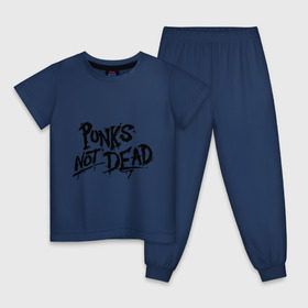 Детская пижама хлопок с принтом Punks not dead в Курске, 100% хлопок |  брюки и футболка прямого кроя, без карманов, на брюках мягкая резинка на поясе и по низу штанин
 | punks | панк | панк не умрет | стиль панк