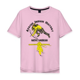 Мужская футболка хлопок Oversize с принтом Apache Indian History 3 в Курске, 100% хлопок | свободный крой, круглый ворот, “спинка” длиннее передней части | Тематика изображения на принте: american | native | америка | апачи | вождь | индеец | индейцы | исторический | история | коренные американцы | перья