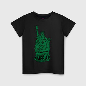 Детская футболка хлопок с принтом Америка (America) Толстая статуя свободы в Курске, 100% хлопок | круглый вырез горловины, полуприлегающий силуэт, длина до линии бедер | new york | жирная | лишний вес | нью йорк | толстуха
