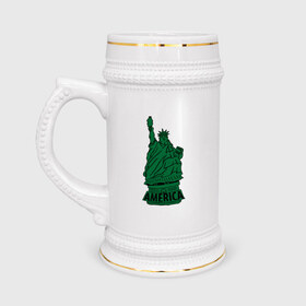 Кружка пивная с принтом Америка (America) Толстая статуя свободы в Курске,  керамика (Материал выдерживает высокую температуру, стоит избегать резкого перепада температур) |  объем 630 мл | new york | жирная | лишний вес | нью йорк | толстуха