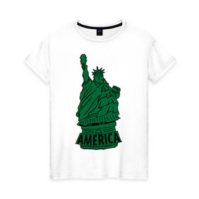 Женская футболка хлопок с принтом Америка (America) Толстая статуя свободы в Курске, 100% хлопок | прямой крой, круглый вырез горловины, длина до линии бедер, слегка спущенное плечо | new york | жирная | лишний вес | нью йорк | толстуха
